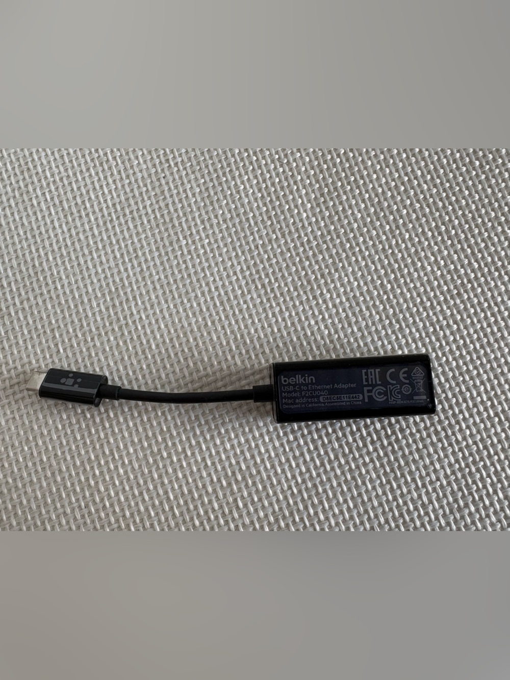 Belkin USB-C to Ethernet Adapter Model F2CU040 Dongle NWOB